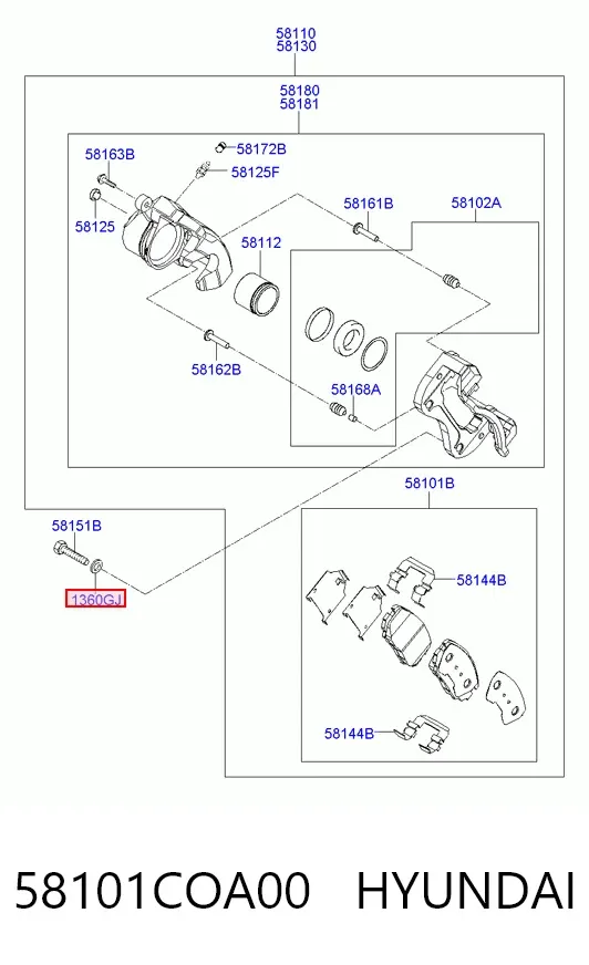 Pastillas de freno 58101COA00 Hyundai/Kia