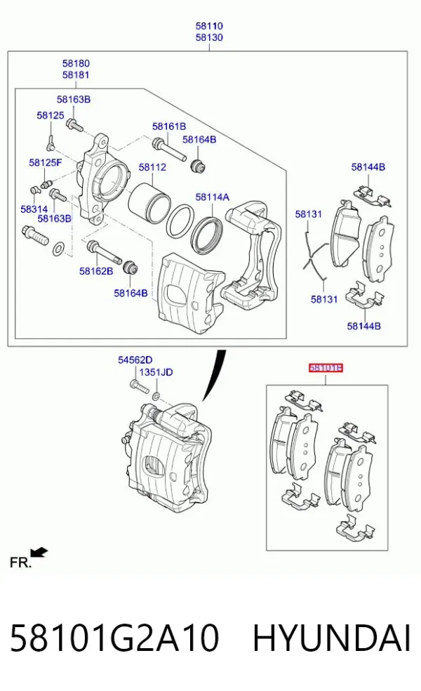 Pastillas de freno 58101G2A10 Hyundai/Kia