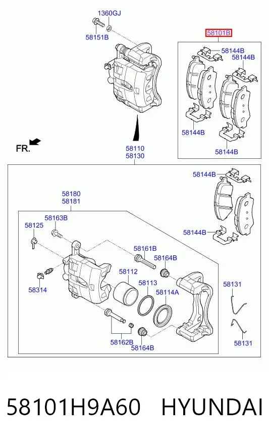 Pastillas de freno 58101H9A60 Hyundai/Kia