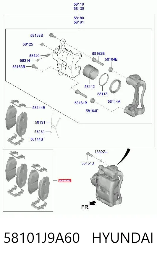 Pastillas de freno 58101J9A60 Hyundai/Kia