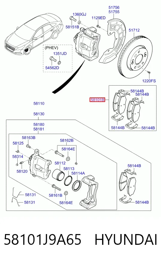 Pastillas de freno 58101J9A65 Hyundai/Kia