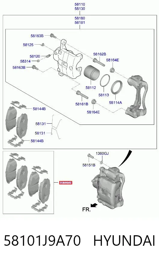Pastillas de freno 58101J9A70 Hyundai/Kia