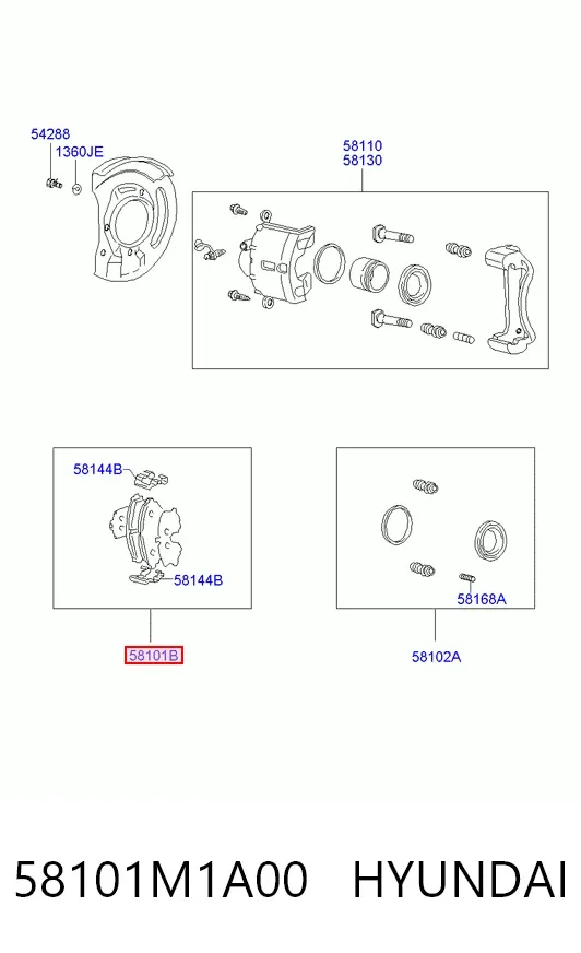 Pastillas de freno 58101M1A00 Hyundai/Kia