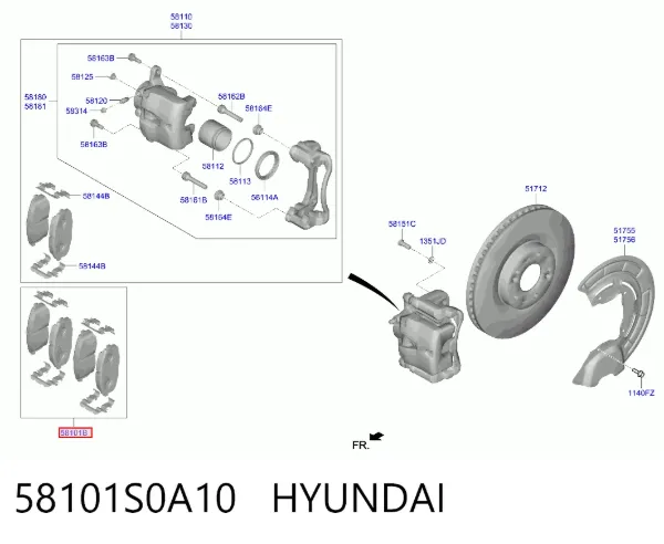 Pastillas de freno 58101S0A10 Hyundai/Kia