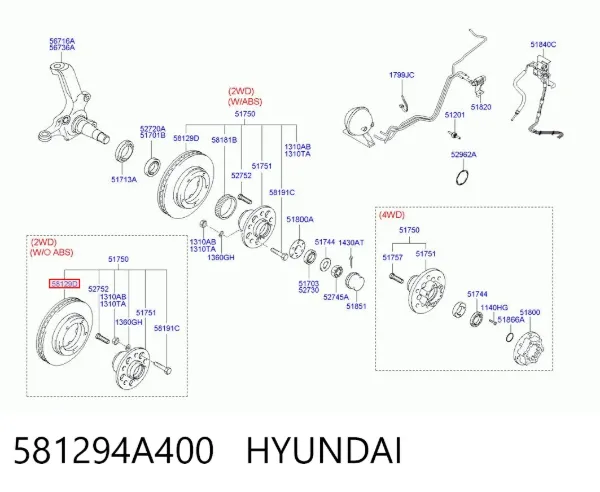 Disco de freno 581294A400 Hyundai/Kia