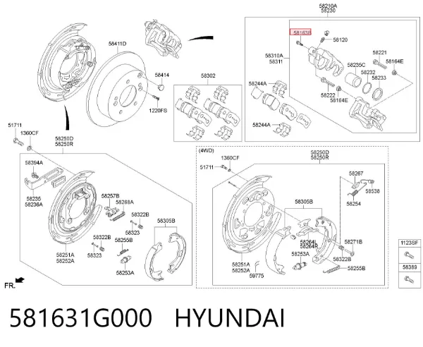 Kit de reparación de pinzas de freno 581631G000 Hyundai/Kia