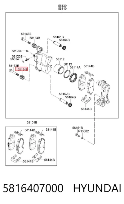 Fuelle de guía de pinza de freno delantero HYUNDAI 5816407000