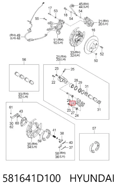 Fuelle de guía de pinza de freno delantero HYUNDAI 581641D100