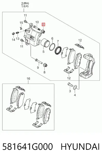 Fuelle de guía de pinza de freno delantero HYUNDAI 581641G000