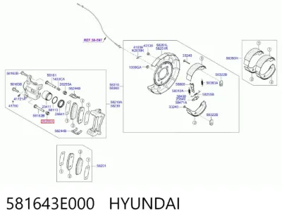 Fuelle de guía de pinza de freno trasero HYUNDAI 581643E000