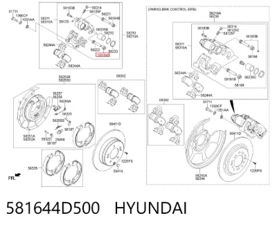 Fuelle de guía de pinza de freno trasero HYUNDAI 581644D500
