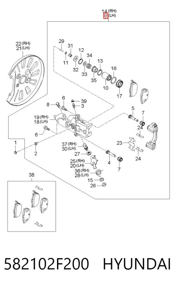 Pinza de freno trasera izquierda 582102F200 Hyundai/Kia