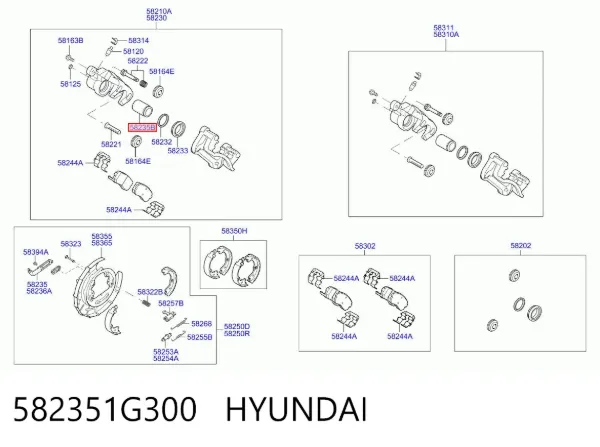 Émbolo de la pinza de freno trasera 582351G300 Hyundai/Kia
