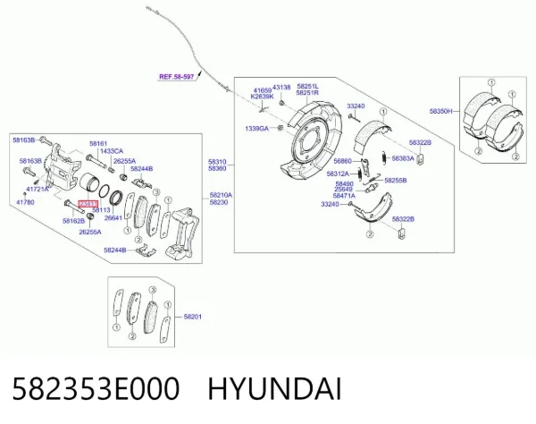 Émbolo de la pinza de freno delantera 582353E000 Hyundai/Kia