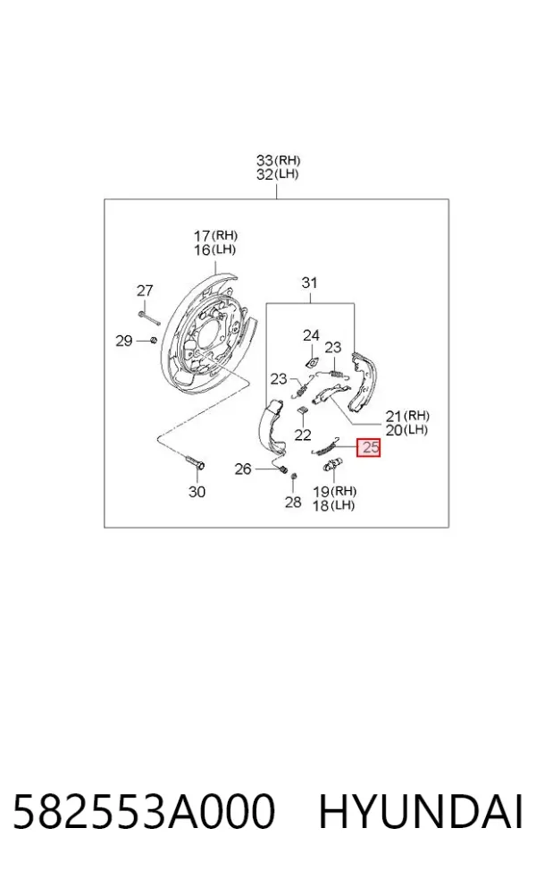 Kit reparación del freno de mano 582553A000 Hyundai/Kia
