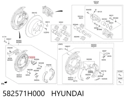 Juego de reparación del freno de estacionamiento HYUNDAI 582571H000