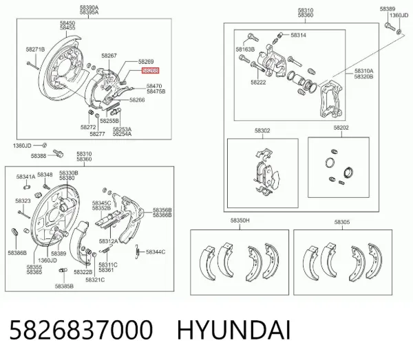 Kit reparación del freno de mano Hyundai Sonata V