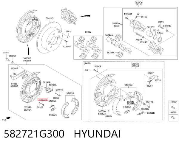 Kit de montaje de zapatas de freno traseras 582721G300 Hyundai/Kia