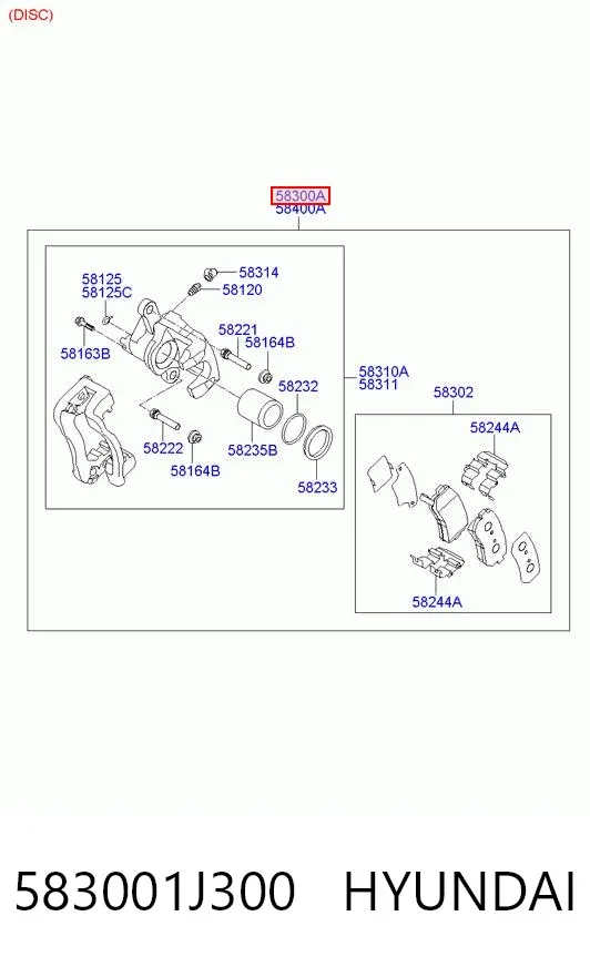 Pinza de freno trasera izquierda 583001J300 Hyundai/Kia