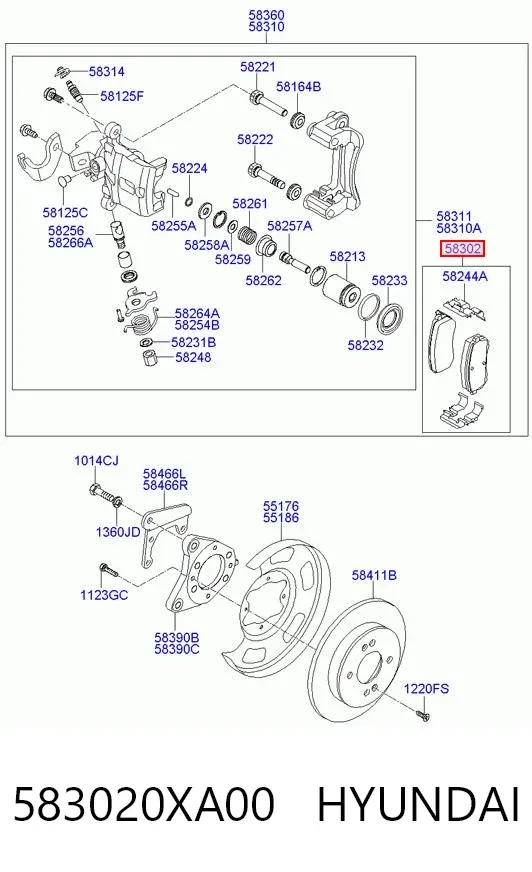 Pastillas de freno traseras 583020XA00 Hyundai/Kia