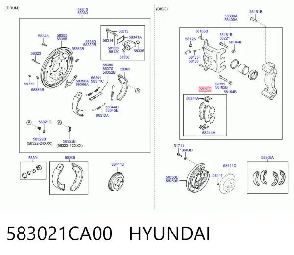 Pastillas de freno traseras 583021CA00 Hyundai/Kia