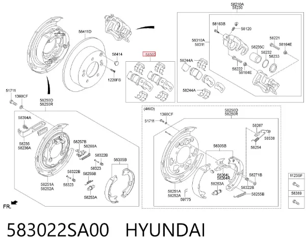 Pastillas de freno traseras 583022SA00 Hyundai/Kia