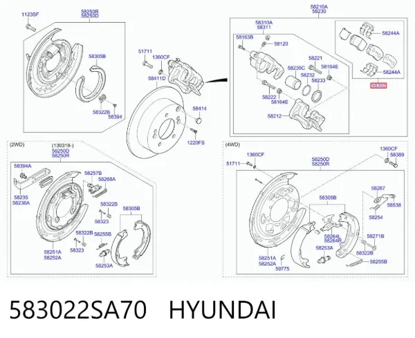 Pastillas de freno traseras 583022SA70 Hyundai/Kia