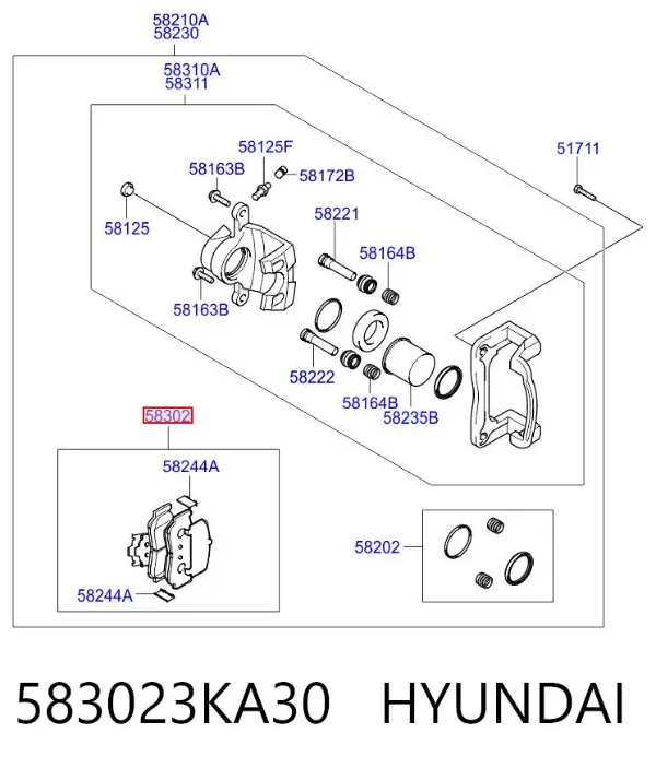 Pastillas de freno traseras 583023KA30 Hyundai/Kia