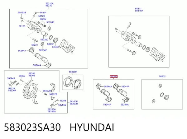 Pastillas de freno traseras 583023SA30 Hyundai/Kia