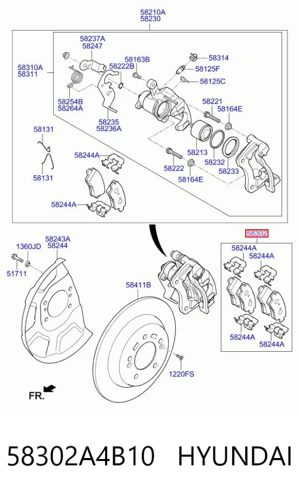 Pastillas de freno traseras 58302A4B10 Hyundai/Kia
