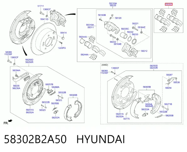 Pastillas de freno traseras 58302B2A50 Hyundai/Kia