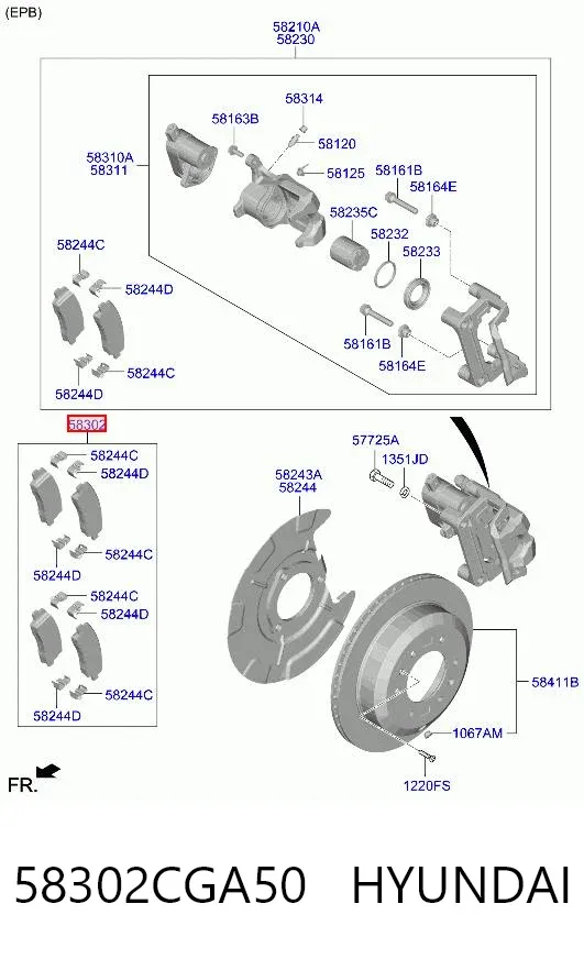 Pastillas de freno traseras 58302CGA50 Hyundai/Kia