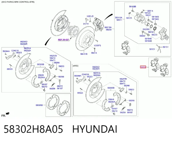 Pastillas de freno traseras 58302H8A05 Hyundai/Kia