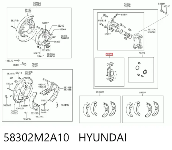 Pastillas de freno traseras 58302M2A10 Hyundai/Kia
