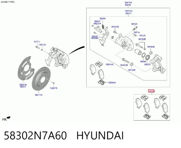Pastillas de freno traseras 58302N7A60 Hyundai/Kia