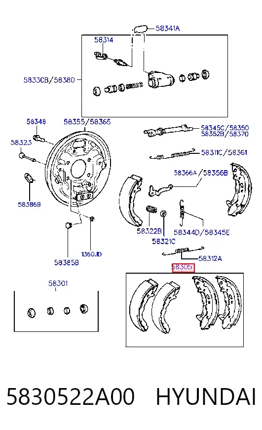 Zapatas de freno 5830522A00 Hyundai/Kia
