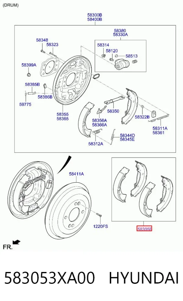 Zapatas de freno 583053XA00 Hyundai/Kia