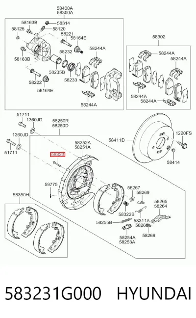 Juego de reparación de frenos traseros HYUNDAI 583231G000
