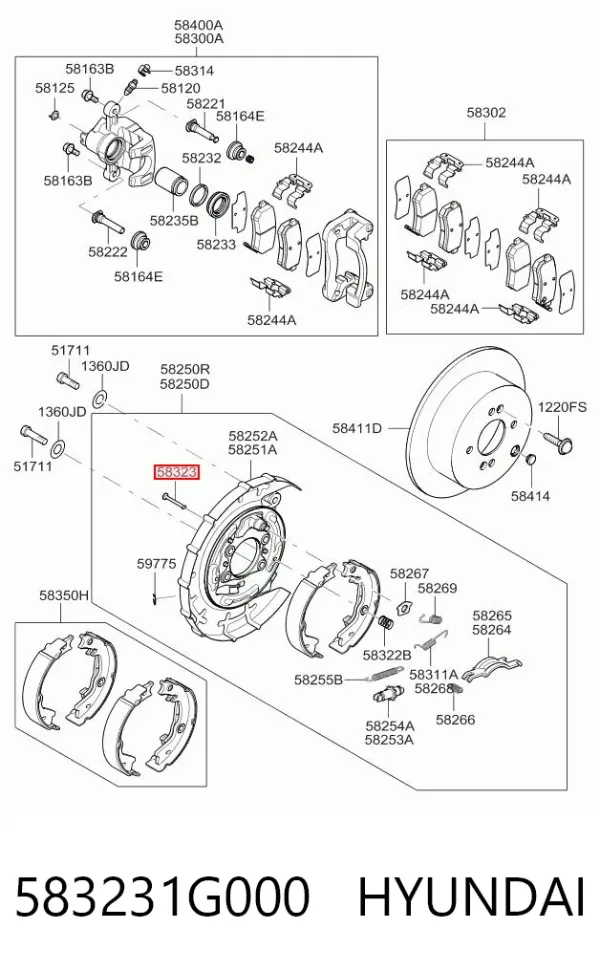 Juego de reparación de frenos traseros KIA Rio 