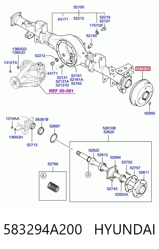 Tambor de freno trasero 583294A200 Hyundai/Kia