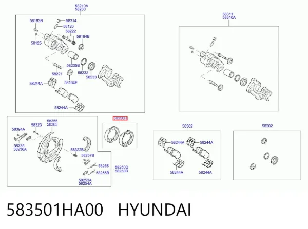 Zapatas de freno de mano 583501HA00 Hyundai/Kia