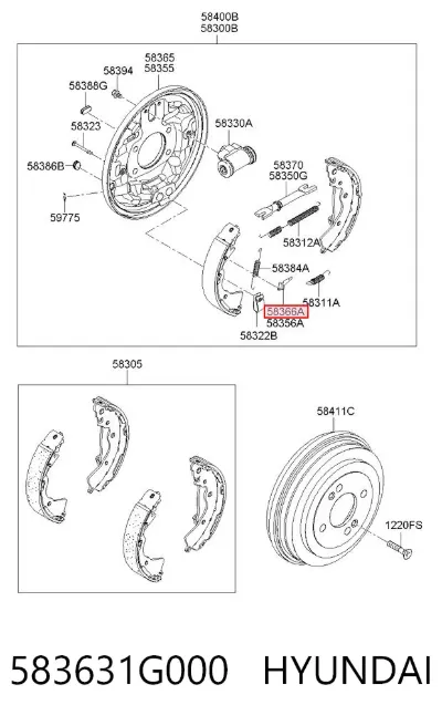 Juego de reparación del freno de estacionamiento HYUNDAI 583631G000