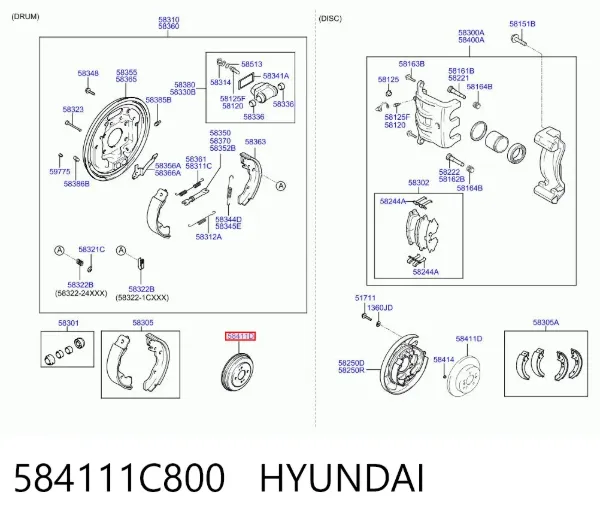 Disco de freno trasero 584111C800 Hyundai/Kia