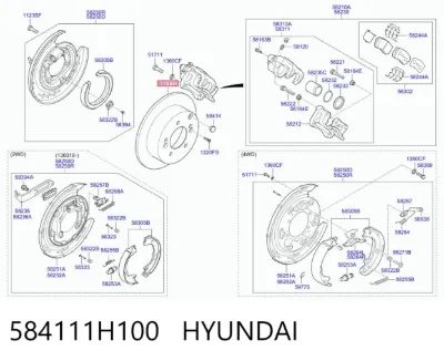 Disco de freno trasero HYUNDAI 584111H100