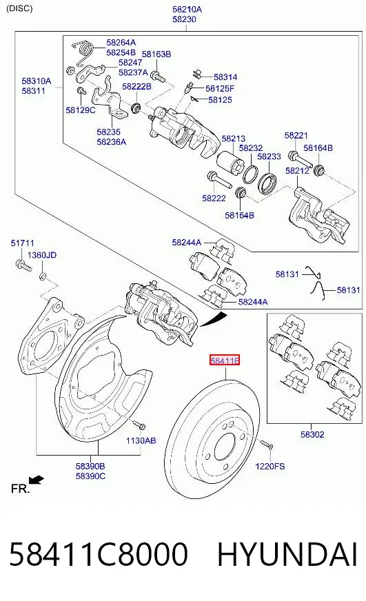 Disco de freno trasero 58411C8000 Hyundai/Kia