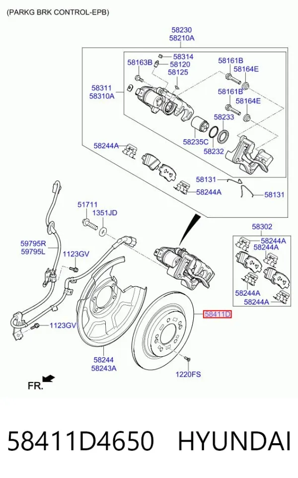 Disco de freno trasero 58411D4650 Hyundai/Kia