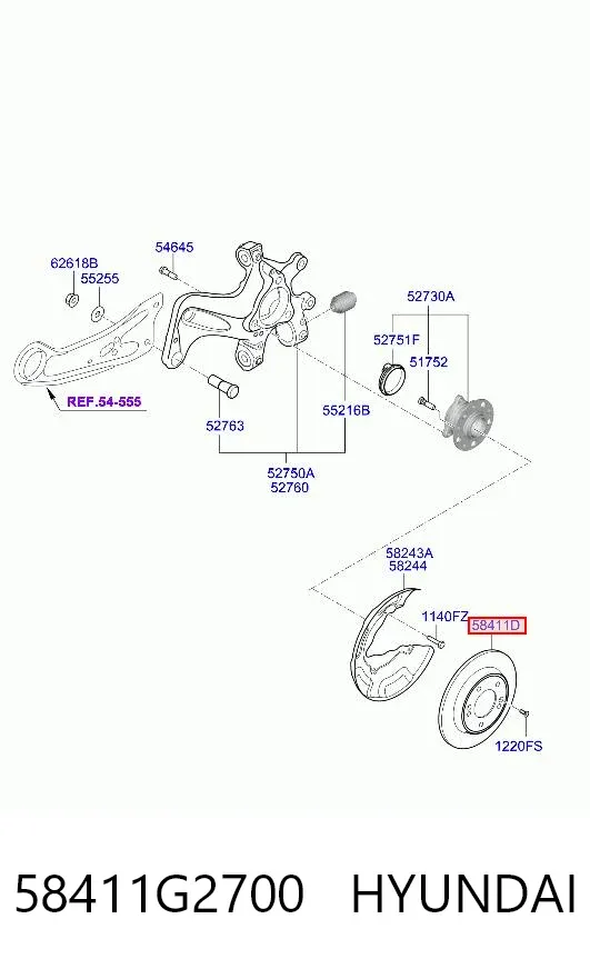 Disco de freno trasero 58411G2700 Hyundai/Kia
