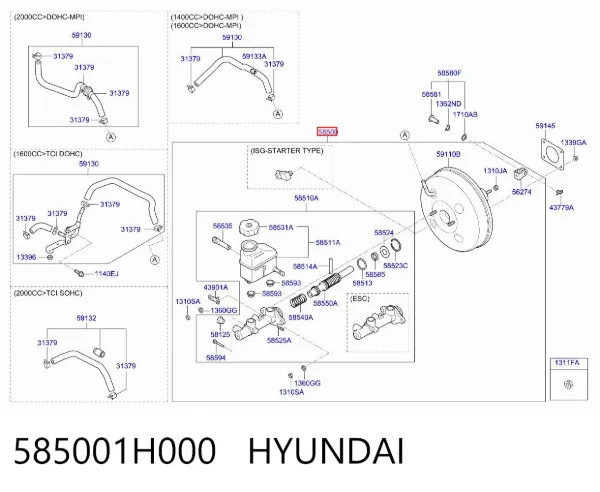 Cilindro maestro de frenos 585001H000 Hyundai/Kia