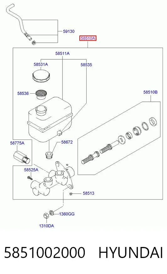 Cilindro maestro de frenos 5851002000 Hyundai/Kia