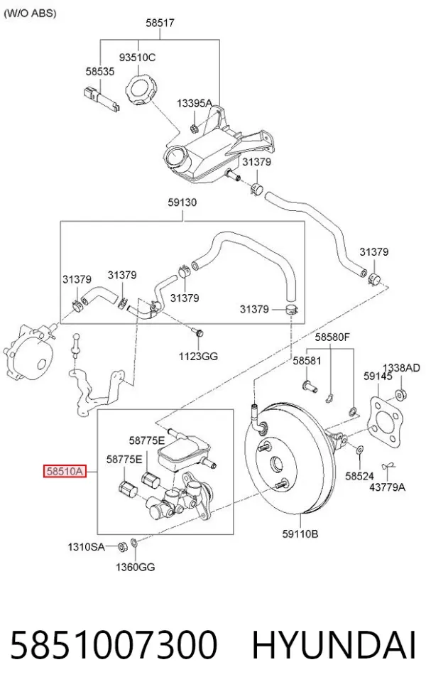 Cilindro maestro de frenos 5851007300 Hyundai/Kia